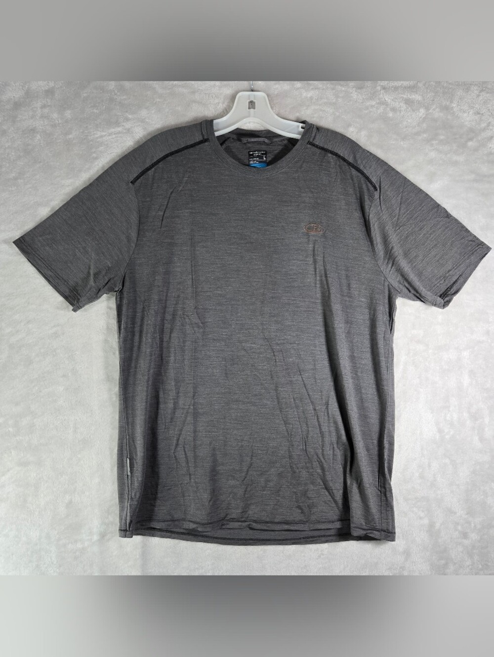Icebreaker Cool Lite Short Sleeve Shirt Mens Size Large Gray Merino Wool Blend